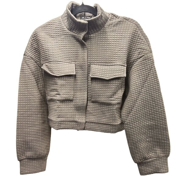 NWT Area Stars Nila Cropped Snap Front Grey Utility Waffle Jacket L MSRP $175 - Picture 5 of 11